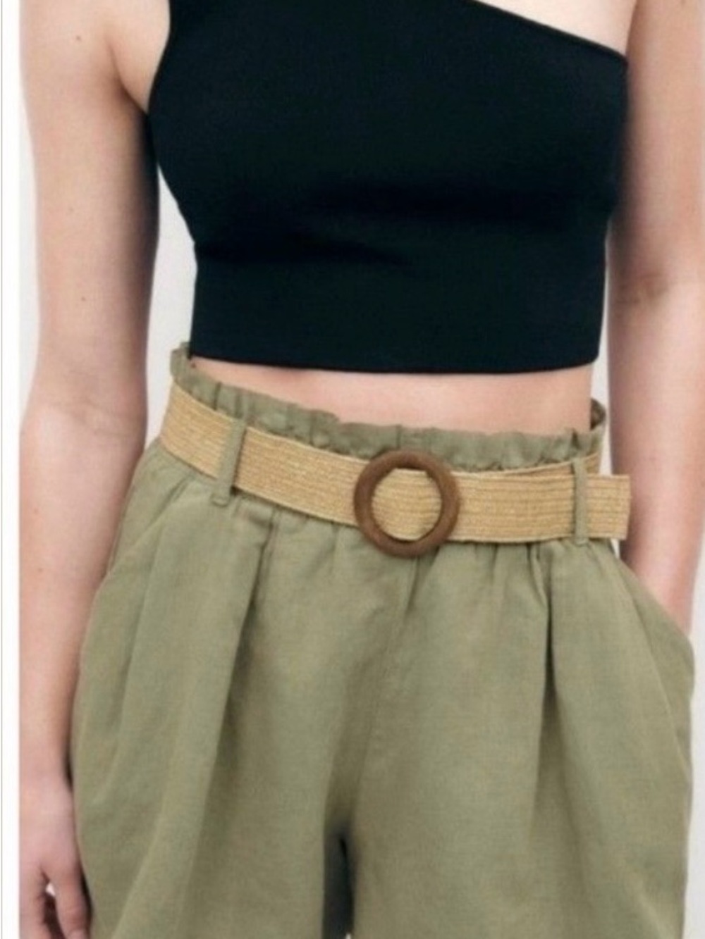 ZARA NWT Belted Linen Blend Paperbag Shorts Women's Size S -M
Green